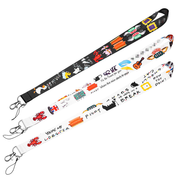 CY2SIDE 3pcs Friends TV Show Themed Badge Lanyards, Phone String Holder for Adults, Friends Themed Keychain Badge Holder for Kids, Lanyard Holders for ID Badges, Name Tag, Phone String Strap with Hook