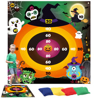 CY2SIDE Halloween Pumpkin Lawn Dart Game, Outdoor Toss Game With 4 Bean Bags On Halloween Pumpkin Lawn Mat, Indoor Halloween Games for Kids, Yard Games for Halloween, Halloween Party Decoration Supply