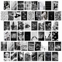 CY2SIDE 50PCS Black White Aesthetic Picture for Wall Collage, 50 Set 4x6 inch, Chic Collage Print Kit, Room Decor for Girls, Vintage Wall Art Prints for Room, Dorm Photo Display, VSCO Posters for Bar