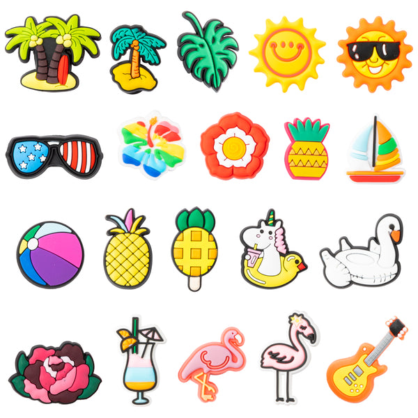 CY2SIDE 20PCS Hawaii Shoe Charm for Kids, Summer Beach Decoration Shoe Charms, Bracelet Wristband Charm for Toddlers, Pool Clog Decor for Boys Girls Slip on, Hawaii Shoe Decoration, Treasure Toys Mini