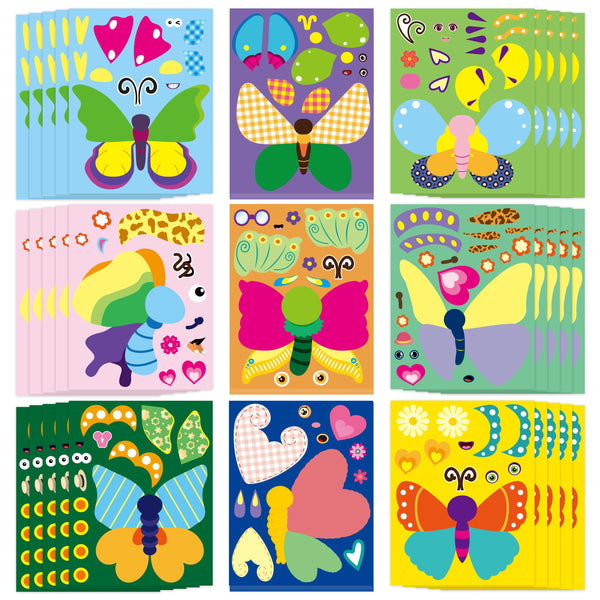 CY2SIDE 45pcs Make Your Own Butterfly Stickers, Small Butterfly Stickers for Scrapbooking, Mix and Match Sticker Sheets with Butterfly, Spring Nature Insect Party Favor, Make a Face Stickers for Kids