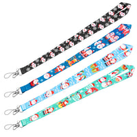 CY2SIDE 4PCS Christmas Badge Lanyards for Kids, Keychain Badge Holder for Girls, Phone String Holder for Adults, Cartoon Christmas Lanyard Holders for ID Badges, Name Tag, Phone String Strap with Hook