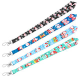 CY2SIDE 4PCS Christmas Badge Lanyards for Kids, Keychain Badge Holder for Girls, Phone String Holder for Adults, Cartoon Christmas Lanyard Holders for ID Badges, Name Tag, Phone String Strap with Hook