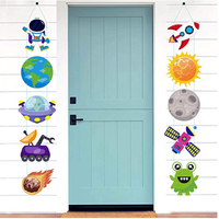 CY2SIDE 10PCS Outer Space Hanging Porch Sign, Astronaut Door Banners, Galaxy Door Sign Cutouts, Wall Decoration Sign, Space Birthday Party Decors, Banners for Home Decoration, Party Supplies for Boys
