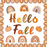 CY2SIDE 93pcs Hello Fall Boho Rainbow Cutouts for Bulletin Board Border Sets, Pumpkin Bohemian Rainbow Trim Borders for Autumn, Thanksgiving Fall Boho Rainbow Bulletin Board Decorations for School
