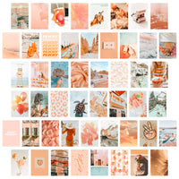 CY2SIDE 50PCS Peach Beach Aesthetic Picture for Wall Collage, 50 Set 4x6 inch, Boho Style Collage Print Kit, Teal Color Room Decor for Girls, Wall Art Print for Room, Dorm Photo Display, VSCO posters