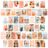 CY2SIDE 50PCS Peach Beach Aesthetic Picture for Wall Collage, 50 Set 4x6 inch, Boho Style Collage Print Kit, Teal Color Room Decor for Girls, Wall Art Print for Room, Dorm Photo Display, VSCO posters