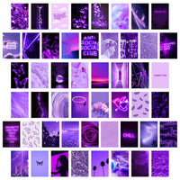 CY2SIDE 50PCS Purple Aesthetic Picture for Wall Collage, 50 Set 4x6 inch, Neon Collage Print Kit, Euphoria Room Decor for Girl, Wall Art Prints for Room, Dorm Photo Display, VSCO Posters for Bedroom