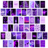 CY2SIDE 50PCS Purple Aesthetic Picture for Wall Collage, 50 Set 4x6 inch, Neon Collage Print Kit, Euphoria Room Decor for Girl, Wall Art Prints for Room, Dorm Photo Display, VSCO Posters for Bedroom