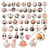 CY2SIDE 50PCS Pink Enamel Charms Shoes Charm for Kids, Pink Enamel Charms Shoes Charm for Shoes, Cosmetics Pink Enamel Charms Shoes Charm for Kids, Accessories Clog Decoration for Teen Girls