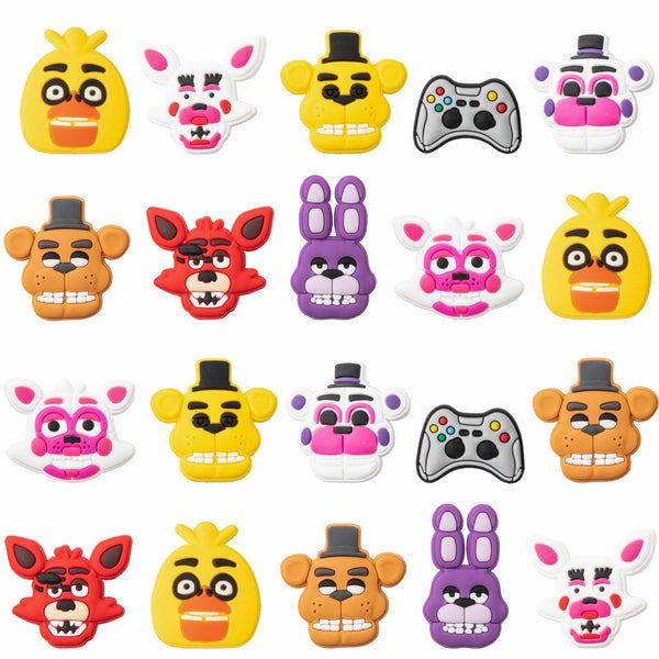 CY2SIDE 20PCS FNAF Shoe Charm for Kids, Video Game Shoe Decoration Charm for Clogs, Wristband Charms for Toddlers, Cartoon Shoe Decor for Boy Girls Slip on, Freddy Bracelet Charms, FNAF Party Supplies