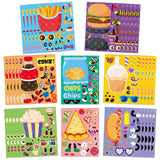 CY2SIDE 40pcs Valentines Junk food Party Favors Holographic Stickers, Valentine's Day Make Your Own Shiny Puffy Food Face Sticker Sheets for Kids, Valentine's Day Fast food School Party Games for Kids