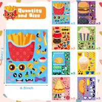 CY2SIDE 40pcs Valentines Junk food Party Favors Holographic Stickers, Valentine's Day Make Your Own Shiny Puffy Food Face Sticker Sheets for Kids, Valentine's Day Fast food School Party Games for Kids