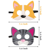 CY2SIDE 12pcs Dog and Cat Theme Felt and Elastic Masks for Kids, Dog and Cat Cos-play Costume Party Masks Supplies for Boys Girls Kids, Dog and Cat Birthday Party Dress-Up Accessory Favor supplies