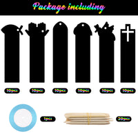 CY2SIDE 60PCS Religious Rainbow Color Scratch Bookmarks for Kids, Crosses Rainbow Color Scratch Craft Kits for Kids Christian Sunday Church, Magic Art Rainbow Color Craft Kit for Vacation Bible School