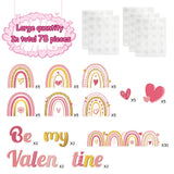 CY2SIDE 78pcs Be My Valentine Boho Rainbow Cutouts for Bulletin Board Border Set, Heart Bohemian Rainbow Trim Classroom Borders for Valentine's Day, Pink Boho Rainbow Classroom Board Decor for School