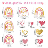 CY2SIDE 96pcs Valentine's Day Boho Rainbow Motivational Positive Sayings Cutouts, Pink and Gold Rainbow and Hearts Cutouts for Bulletin Boards, Growth Mindset Inspirational Classroom School Home Decor