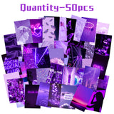 CY2SIDE 50PCS Purple Aesthetic Picture for Wall Collage, 50 Set 4x6 inch, Neon Collage Print Kit, Euphoria Room Decor for Girl, Wall Art Prints for Room, Dorm Photo Display, VSCO Posters for Bedroom