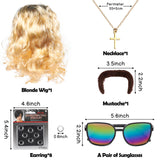 CY2SIDE 12PCS Tiger King Cosplay Pack for Men, Wig and Mustache for Men, Tiger King Party Supplies, Tiger King Costume Set, with a Blond Wig, Ear Clips, Sunglasses, Brown Fake Mustache, Cross Necklace