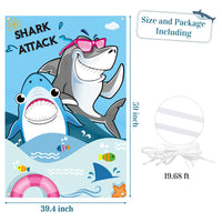 CY2SIDE Shark Attack Party Decorations Photo Prop with White Ribbon, Vivid Shark Decorations for Summer Ocean Sea Theme Party, Shark Birthday Party Backdrop Supply, Outdoor and indoor Photo Banner