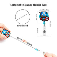 CY2SIDE 4PCS Superhero Retractable Badge Holder, Cartoon Retractable Badge Reel, Badge Reel Holder for Kids, Nurses, Name Badge Holders with Clip for Offices, Hero Badge Holder Reel Clip, 24 inch Cord