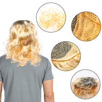 CY2SIDE 12PCS Tiger King Cosplay Pack for Men, Wig and Mustache for Men, Tiger King Party Supplies, Tiger King Costume Set, with a Blond Wig, Ear Clips, Sunglasses, Brown Fake Mustache, Cross Necklace