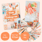CY2SIDE 50PCS Peach Beach Aesthetic Picture for Wall Collage, 50 Set 4x6 inch, Boho Style Collage Print Kit, Teal Color Room Decor for Girls, Wall Art Print for Room, Dorm Photo Display, VSCO posters