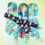 CY2SIDE 4PCS Christmas Badge Lanyards for Kids, Keychain Badge Holder for Girls, Phone String Holder for Adults, Cartoon Christmas Lanyard Holders for ID Badges, Name Tag, Phone String Strap with Hook