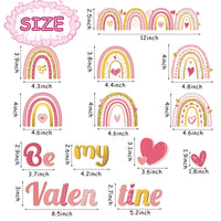 CY2SIDE 78pcs Be My Valentine Boho Rainbow Cutouts for Bulletin Board Border Set, Heart Bohemian Rainbow Trim Classroom Borders for Valentine's Day, Pink Boho Rainbow Classroom Board Decor for School