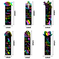 CY2SIDE 60PCS Religious Rainbow Color Scratch Bookmarks for Kids, Crosses Rainbow Color Scratch Craft Kits for Kids Christian Sunday Church, Magic Art Rainbow Color Craft Kit for Vacation Bible School