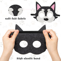 CY2SIDE 12pcs Dog and Cat Theme Felt and Elastic Masks for Kids, Dog and Cat Cos-play Costume Party Masks Supplies for Boys Girls Kids, Dog and Cat Birthday Party Dress-Up Accessory Favor supplies