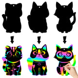 CY2SIDE 60PCS Cat Animal Rainbow Color Scratch Bookmarks for Kids, DIY Cat Rainbow Color Scratch Craft Kit Birthday Party Decors, catling Pet Magic Art Rainbow Color Craft Kit for Birthday Party Favor