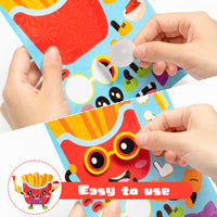 CY2SIDE 40pcs Valentines Junk food Party Favors Holographic Stickers, Valentine's Day Make Your Own Shiny Puffy Food Face Sticker Sheets for Kids, Valentine's Day Fast food School Party Games for Kids