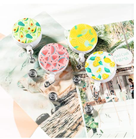 CY2SIDE 4PCS Fruits Retractable Badge Holder, Cartoon Retractable Badge Reel, Badge Reel Holder for Kid, Name Badge Holders with Clip for Offices, Fruits Badge Holder Reel Clip, 24 inch Cord Extension