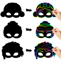CY2SIDE 24PCS Princess Rainbow Color Scratch Party Masks for Girls, Princess Theme Rainbow Color Scratch Craft Kits, DIY Princess Face Magic Art Rainbow Color Masks Craft Kit for Birthday Party Favors