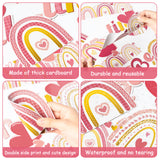 CY2SIDE 78pcs Be My Valentine Boho Rainbow Cutouts for Bulletin Board Border Set, Heart Bohemian Rainbow Trim Classroom Borders for Valentine's Day, Pink Boho Rainbow Classroom Board Decor for School