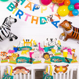 CY2SIDE 6PCS Jungle Animals Theme Party Decoration Wooden Centerpiece, Wooden Jungle Wild Animals Birthday Party Decor Supplies, Baby Shower Supplies, Desktop Centerpiece Decor for Kids Birthday