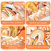 CY2SIDE 93pcs Hello Fall Boho Rainbow Cutouts for Bulletin Board Border Sets, Pumpkin Bohemian Rainbow Trim Borders for Autumn, Thanksgiving Fall Boho Rainbow Bulletin Board Decorations for School