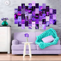 CY2SIDE 50PCS Purple Aesthetic Picture for Wall Collage, 50 Set 4x6 inch, Neon Collage Print Kit, Euphoria Room Decor for Girl, Wall Art Prints for Room, Dorm Photo Display, VSCO Posters for Bedroom