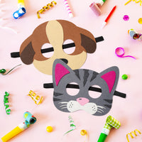 CY2SIDE 12pcs Dog and Cat Theme Felt and Elastic Masks for Kids, Dog and Cat Cos-play Costume Party Masks Supplies for Boys Girls Kids, Dog and Cat Birthday Party Dress-Up Accessory Favor supplies