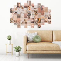CY2SIDE 50PCS Beige Aesthetic Picture for Wall Collage, 4x6’’ Boho Cards, Cream Collage Print Kit, Warm Color Room Decor for Girls, Wall Art Print for Room, Dorm Photo Display, VSCO Poster for Bedroom