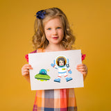 CY2SIDE 36p Out Space Theme Sticker for Kids, Astronaut Theme Make Your Own Stickers Including Alien, Rocket,Spaceship, Planet Patterns, Mix and Match Make-a-face Stickers Gifts Bag Stuffers for Boys