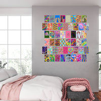 CY2SIDE 50PCS Indie Kidcore Hippie Aesthetic Picture for Wall Collage, 50 Set 4x6 inch, Bright Collage Kit, Colorful Room Decor for Girl, Wall Art Prints, Dorm Photo Display, VSCO Posters for Bedroom