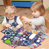 CY2SIDE 36p Out Space Theme Sticker for Kids, Astronaut Theme Make Your Own Stickers Including Alien, Rocket,Spaceship, Planet Patterns, Mix and Match Make-a-face Stickers Gifts Bag Stuffers for Boys