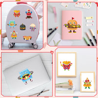 CY2SIDE 40pcs Valentines Junk food Party Favors Holographic Stickers, Valentine's Day Make Your Own Shiny Puffy Food Face Sticker Sheets for Kids, Valentine's Day Fast food School Party Games for Kids