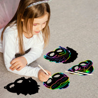 CY2SIDE 24PCS Princess Rainbow Color Scratch Party Masks for Girls, Princess Theme Rainbow Color Scratch Craft Kits, DIY Princess Face Magic Art Rainbow Color Masks Craft Kit for Birthday Party Favors