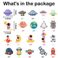 CY2SIDE 20PCS Outer Space Shoe Charm for Kids, Galaxy Decoration Shoe Charms, Astronaut Bracelet Wristband Charms for Toddlers, Clog Decor for Boys Girls Slip on, Space Decors with Planets, Spaceship