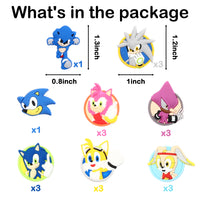 CY2SIDE 20PCS Sonic Shoe Charm for Kids, Cartoon Hedgehog Shoe Decoration Charm, Sonic Family Bracelet Wristband Charms for Toddlers, Cool Clog Decor for Boys Slip-On, Treasure Toy for Birthday Party